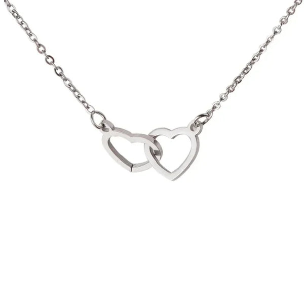 Amour Éternel – Collier Cœurs avec Rose